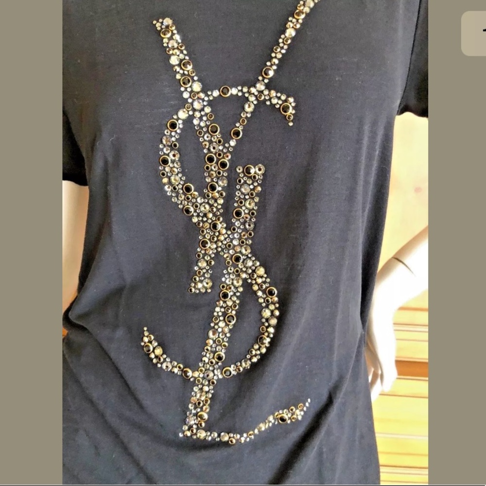 Rare YVES SAINT LAURENT fall2012 crystal covered T